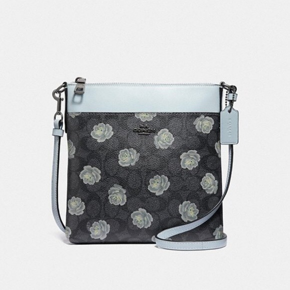 Coach Handbags - NWT Coach Charcoal Rose Print Messenger crossbody